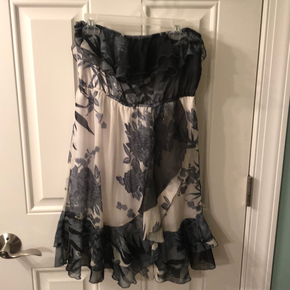 Strapless flower print dress